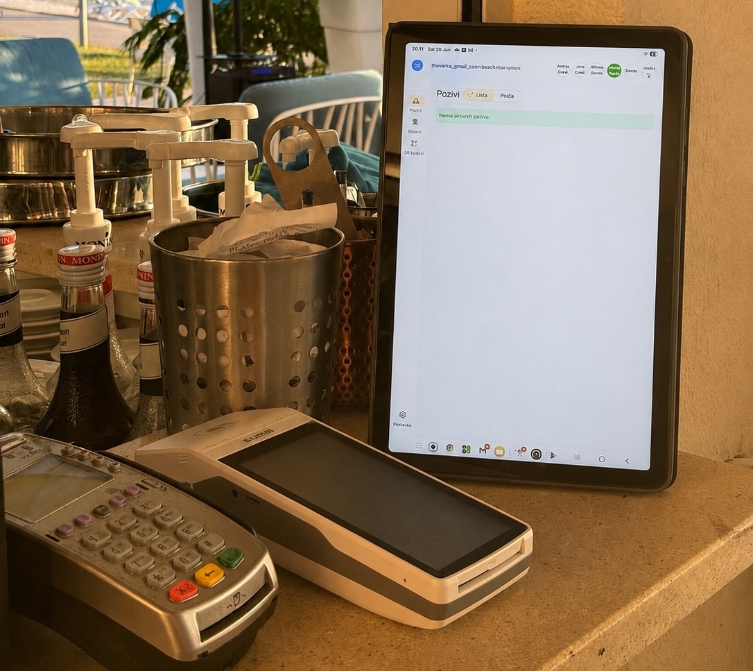 Tablet Waiterflow sul banco di servizio